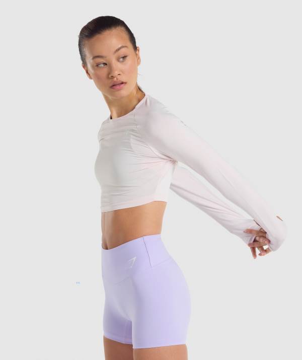 Damske Crop Top Gymshark Training Long Sleeve Krém | AC0472839